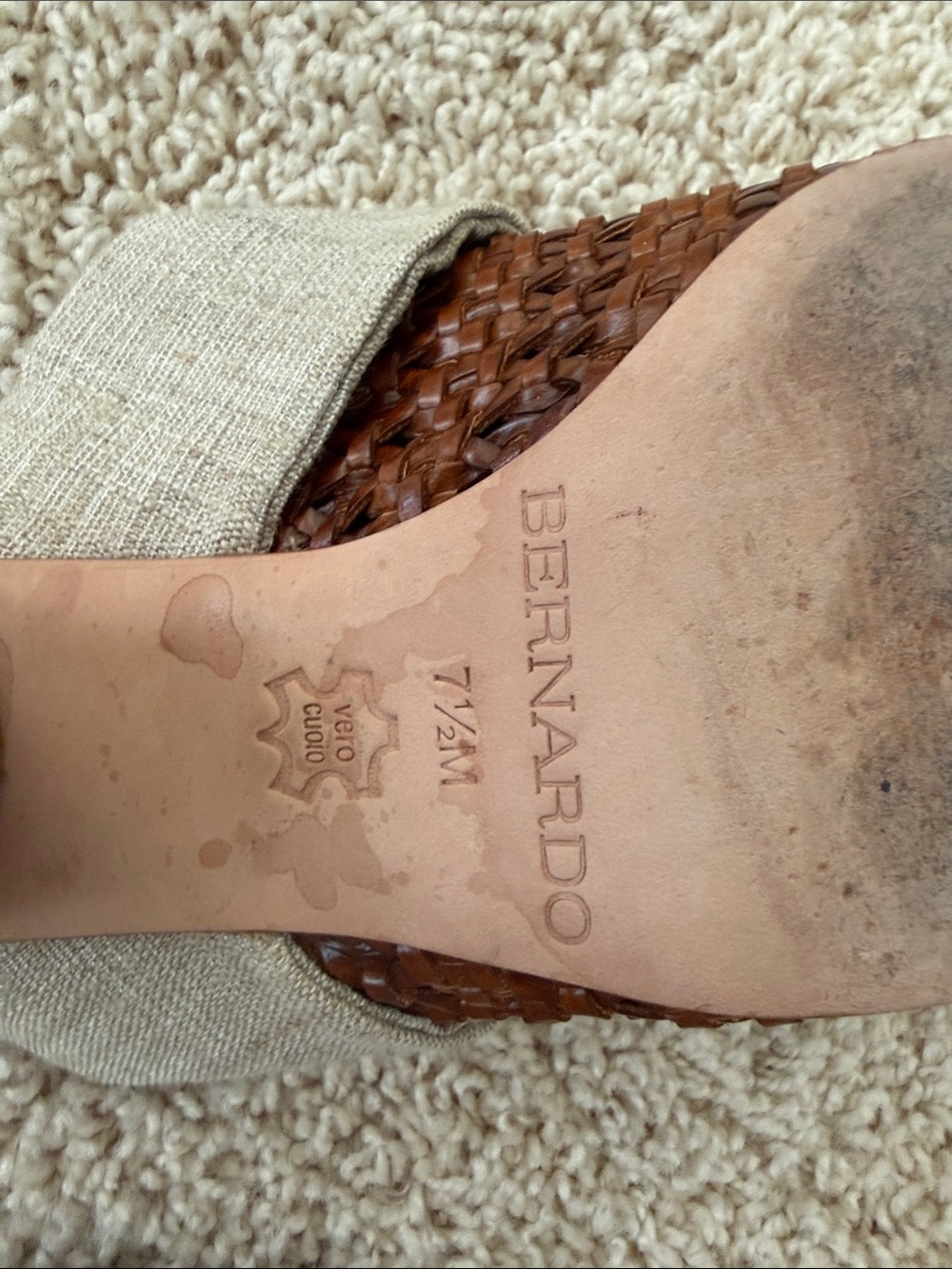 Bernardo Brown Woven Pointed-Toe Mules with Light Neutral Knot Strap - Picture 5 of 6